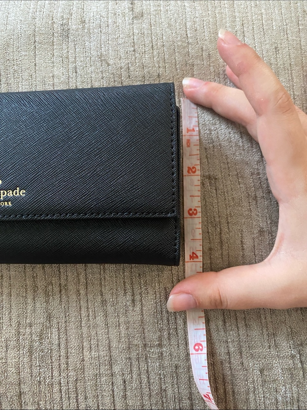 kate spade Black Saffiano Leather Fold Wallet with Gold Logo Plus Phone Case - Picture 11 of 15